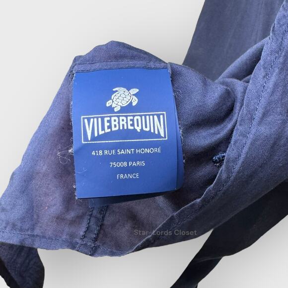 Vilebrequin Navy Blue Lightweight Button Up Shirt XS Cotton Voile Resort Casual - Picture 5 of 6